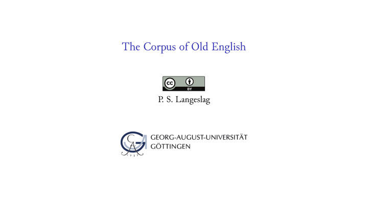 the corpus of old english