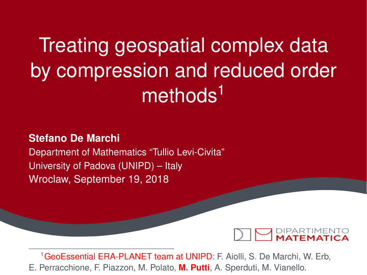 treating geospatial complex data by compression and