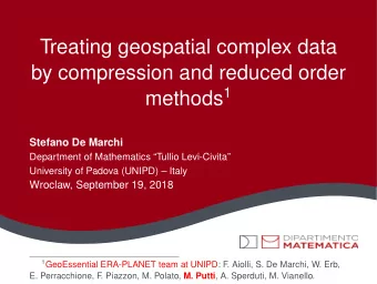 Treating geospatial complex data  by compression and reduced order methods 1  Stefano De Marchi