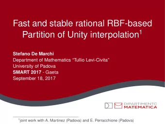 Fast and stable rational RBF-based Partition of Unity interpolation 1  Stefano De Marchi