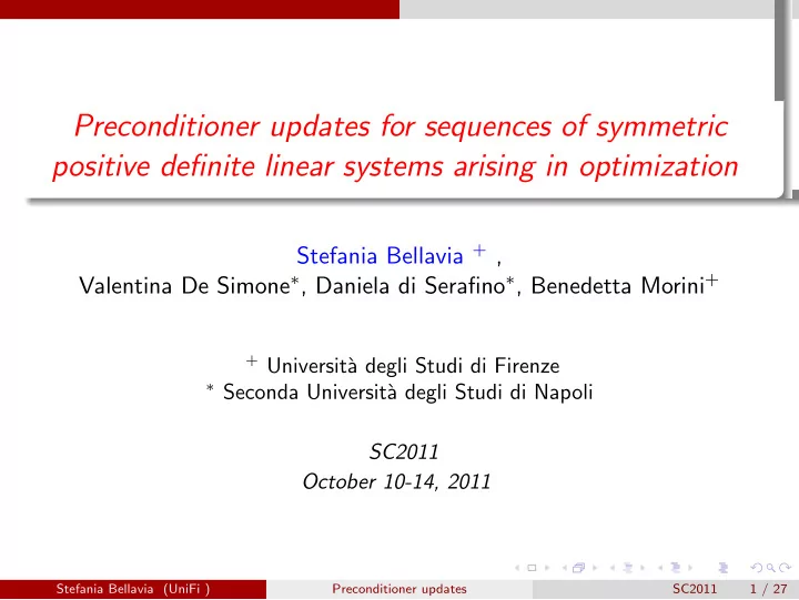 preconditioner updates for sequences of symmetric
