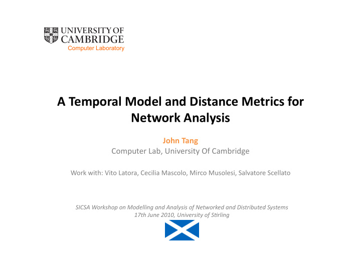 a temporal model and distance metrics for