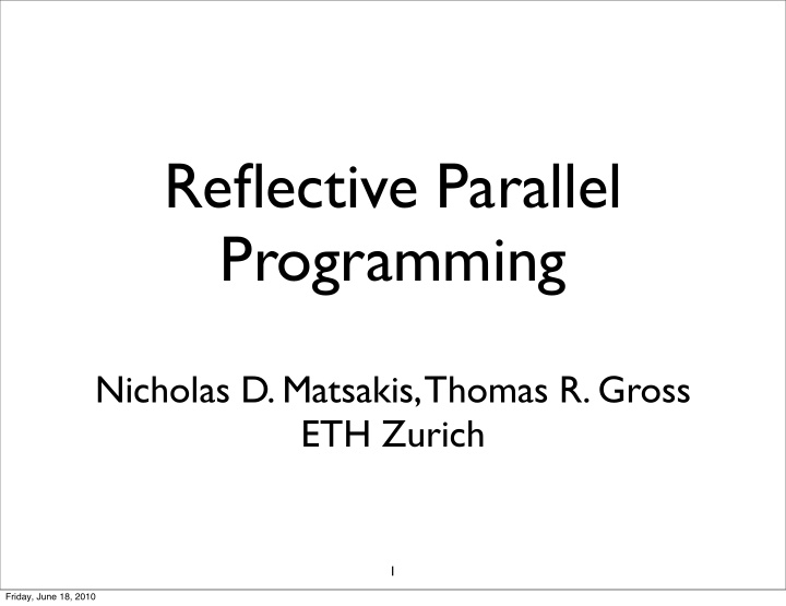 reflective parallel programming
