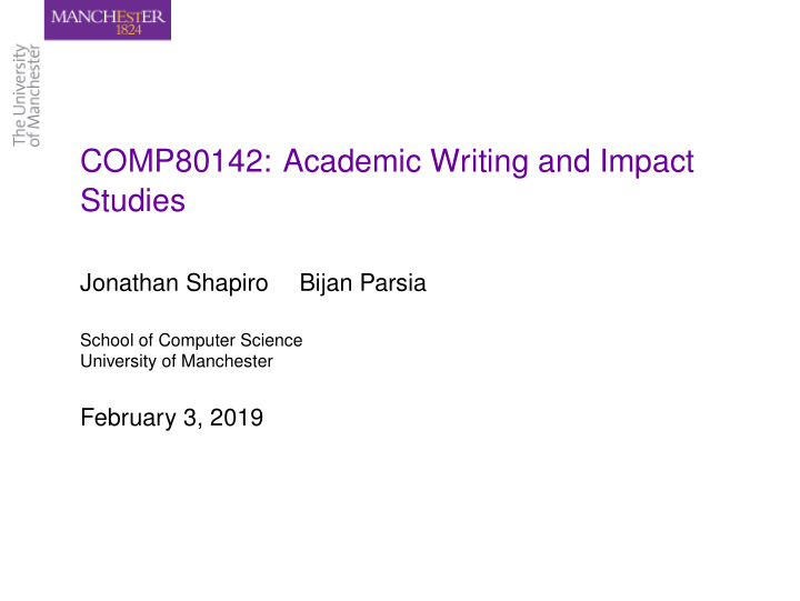 comp80142 academic writing and impact studies