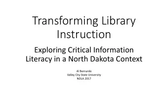Transforming Library  Instruction  Exploring Critical Information  Literacy in a North Dakota
