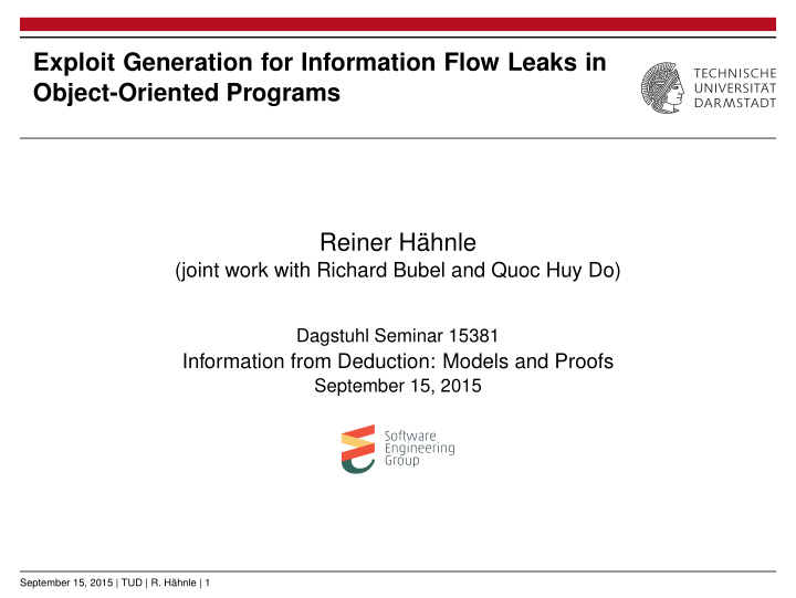 exploit generation for information flow leaks in object
