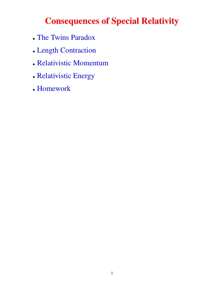 consequences of special relativity