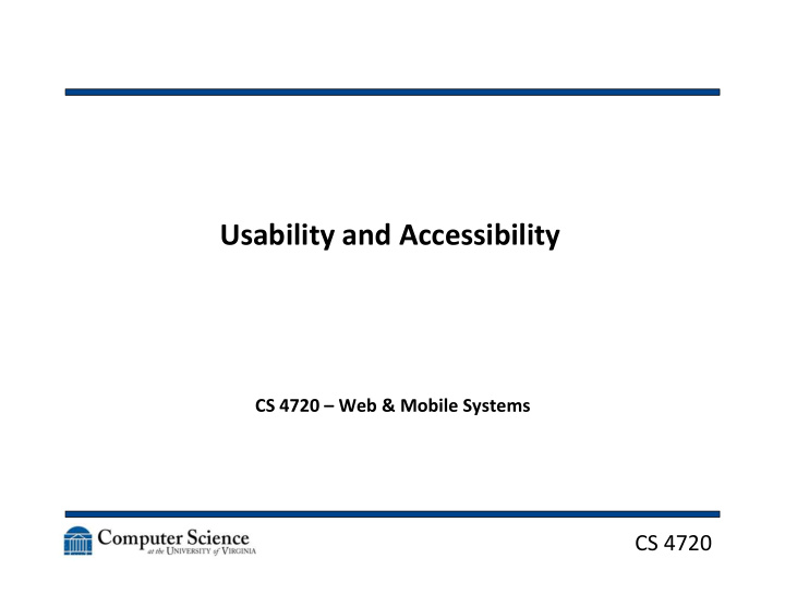 usability and accessibility