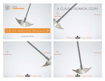 A CLASSIC HORROR STORY  Ease  of  Performance  Programming  THE PIT AND THE PENDULUM  Lorenzo