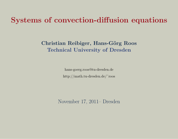 systems of convection diffusion equations