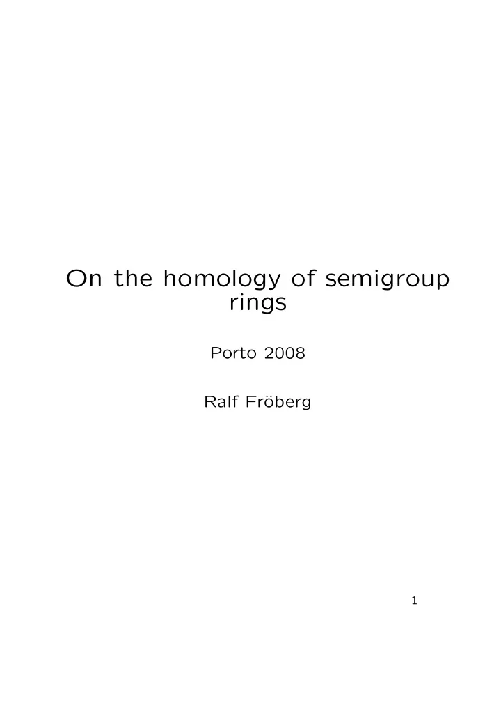 on the homology of semigroup rings