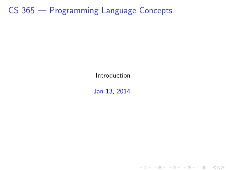 cs 365 programming language concepts