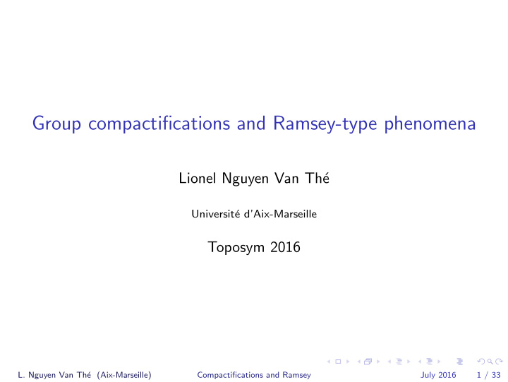 group compactifications and ramsey type phenomena