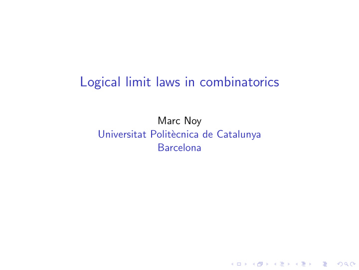 logical limit laws in combinatorics