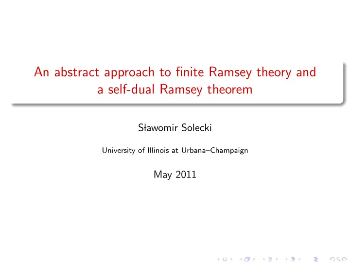 an abstract approach to finite ramsey theory and a self
