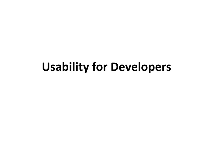 usability for developers who am i