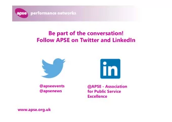 Be part of the conversation!  Follow APSE on Twitter and LinkedIn  @apseevents @ APSE - Association