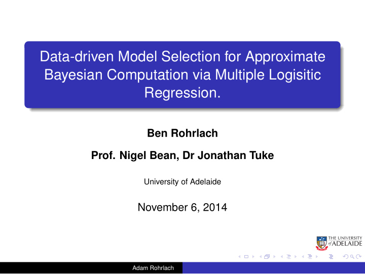 data driven model selection for approximate bayesian