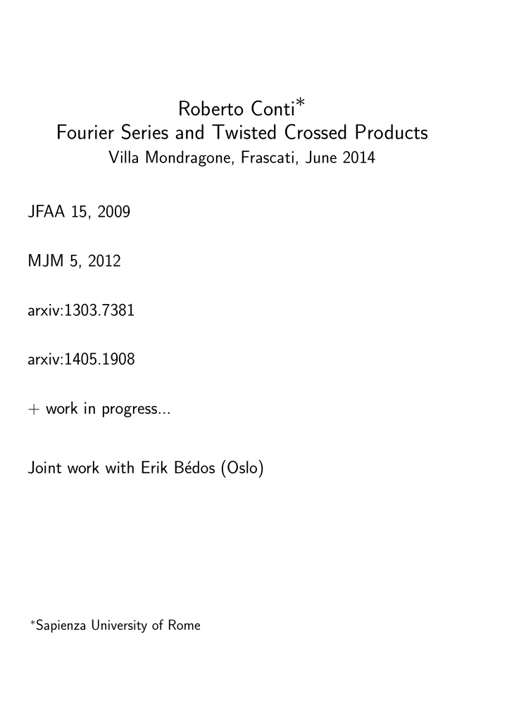 fourier series and twisted crossed products