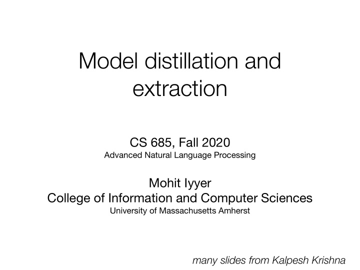 model distillation and extraction