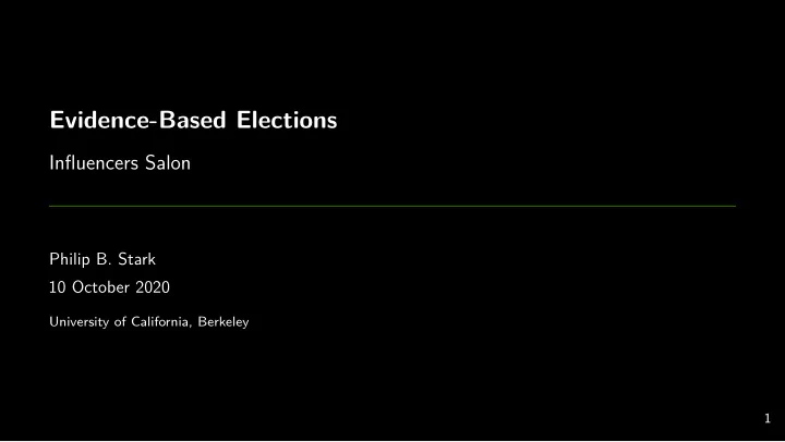 evidence based elections