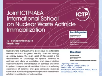 Florence Bart, CEA, France  Boris Burakov, Khlopin Radium Institute, Russia  Michael Ojovan, IAEA,