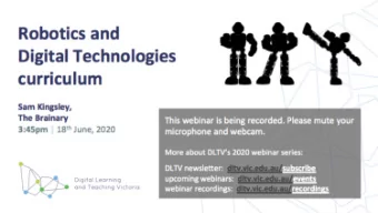 Insert Holding Slide  Robotics and Digital Technologies  Curriculum: a practical guide  Presenter: