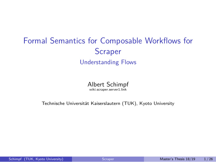 formal semantics for composable workflows for scraper