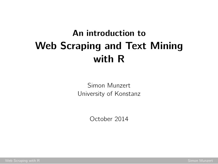 web scraping and text mining with r