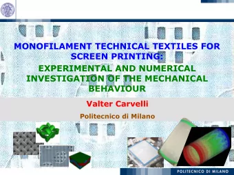 MONOFILAMENT TECHNICAL TEXTILES FOR  SCREEN PRINTING:  EXPERIMENTAL AND NUMERICAL  INVESTIGATION OF