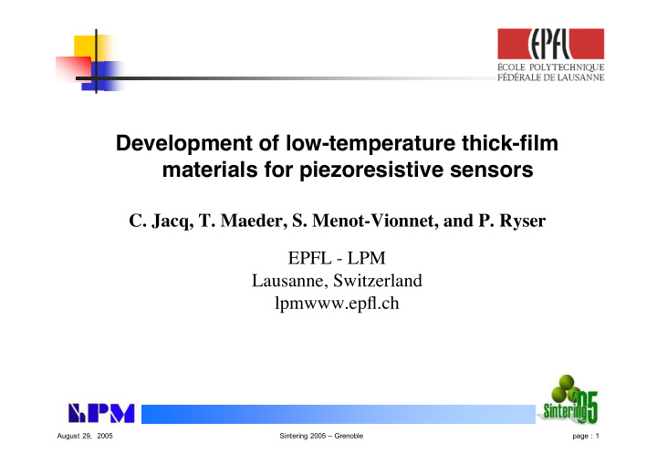 development of low temperature thick film materials for