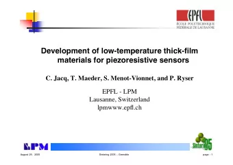 Development of low-temperature thick-film  materials for piezoresistive sensors  C. Jacq, T.