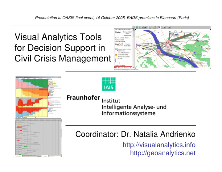visual analytics tools for decision support in civil