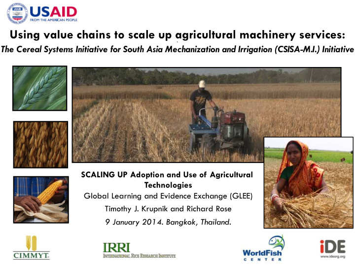 using value chains to scale up agricultural machinery