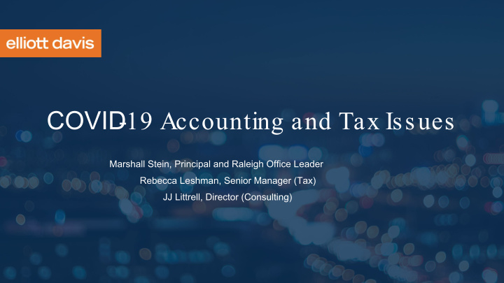 covid 19 accounting and tax issues