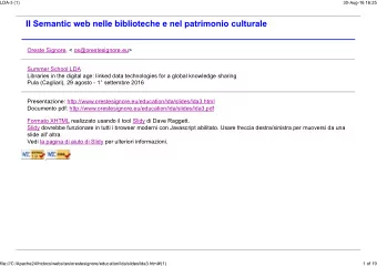 Oreste Signore, &lt; os@orestesignore.eu&gt;  Summer School LDA  Libraries in the digital age: