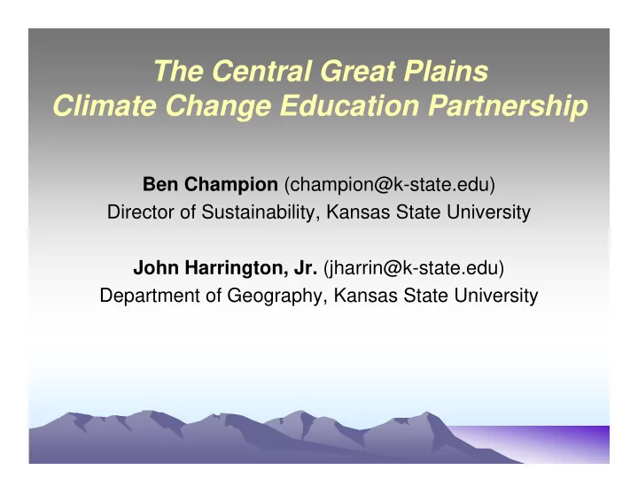 the central great plains climate change education
