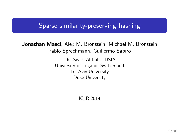 sparse similarity preserving hashing