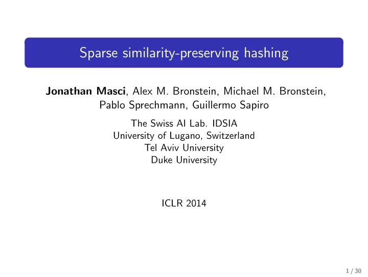 sparse similarity preserving hashing