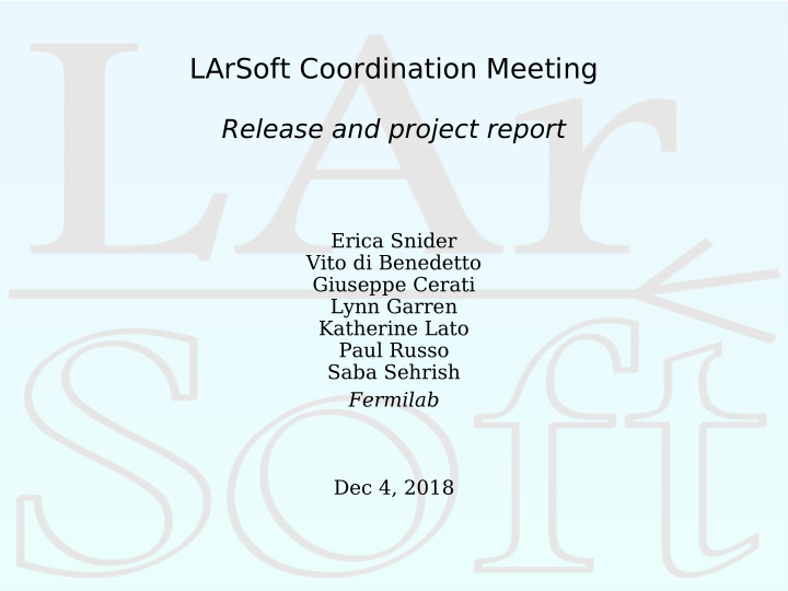 larsoft coordination meeting