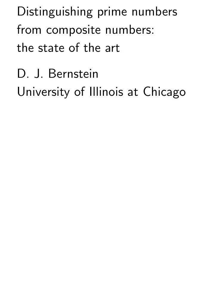 distinguishing prime numbers from composite numbers the