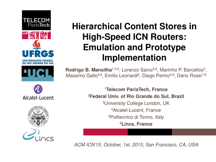 hierarchical content stores in high speed icn routers