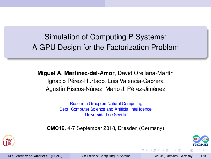 simulation of computing p systems a gpu design for the