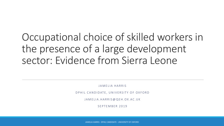 occupational choice of skilled workers in
