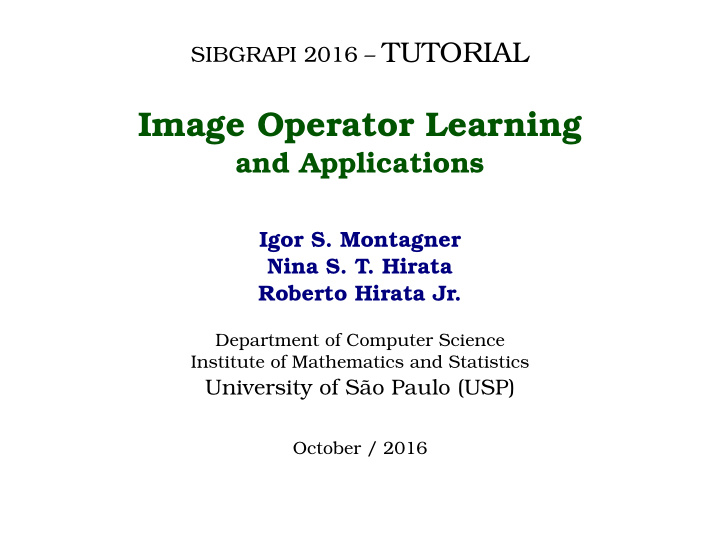 image operator learning