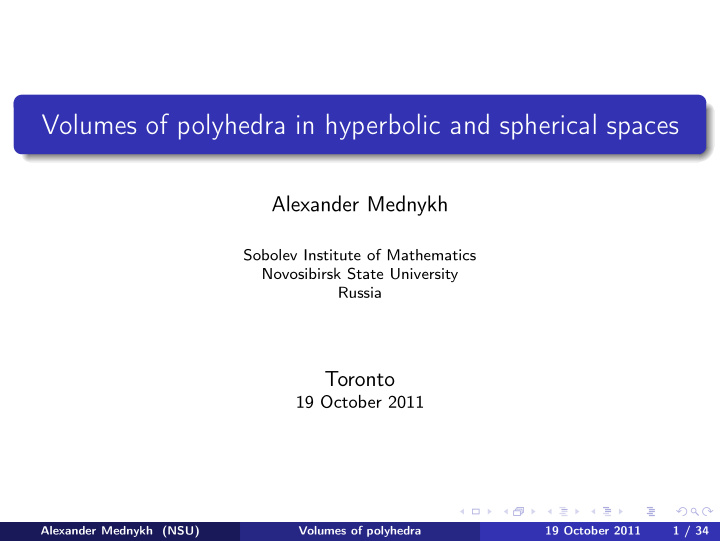 volumes of polyhedra in hyperbolic and spherical spaces