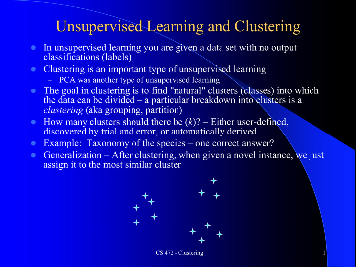 unsupervised learning and clustering