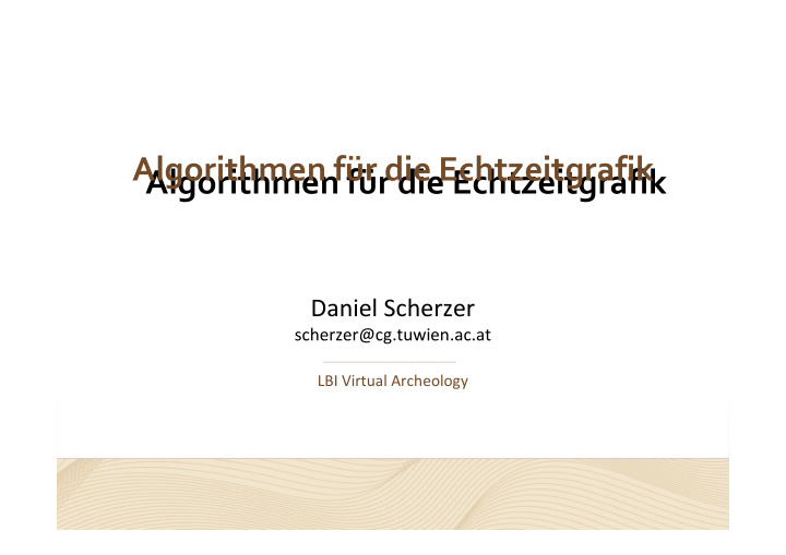 algorithmen f r die echtzeitgrafik algorithmen f r die