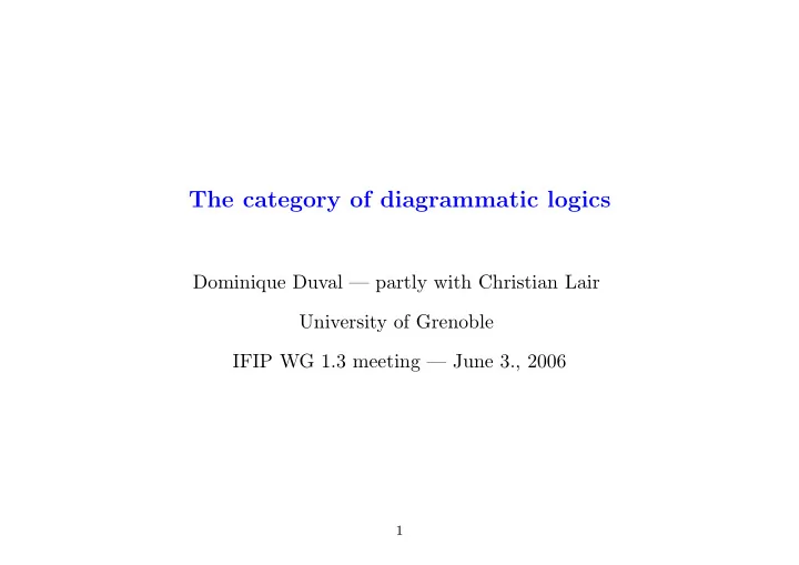 the category of diagrammatic logics