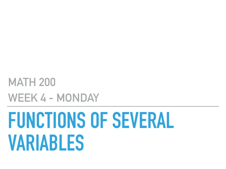 functions of several variables